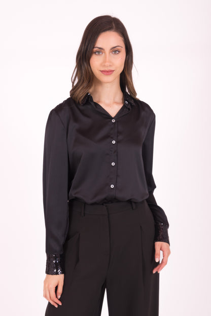 Camisa satinada con lentejuela SY4390