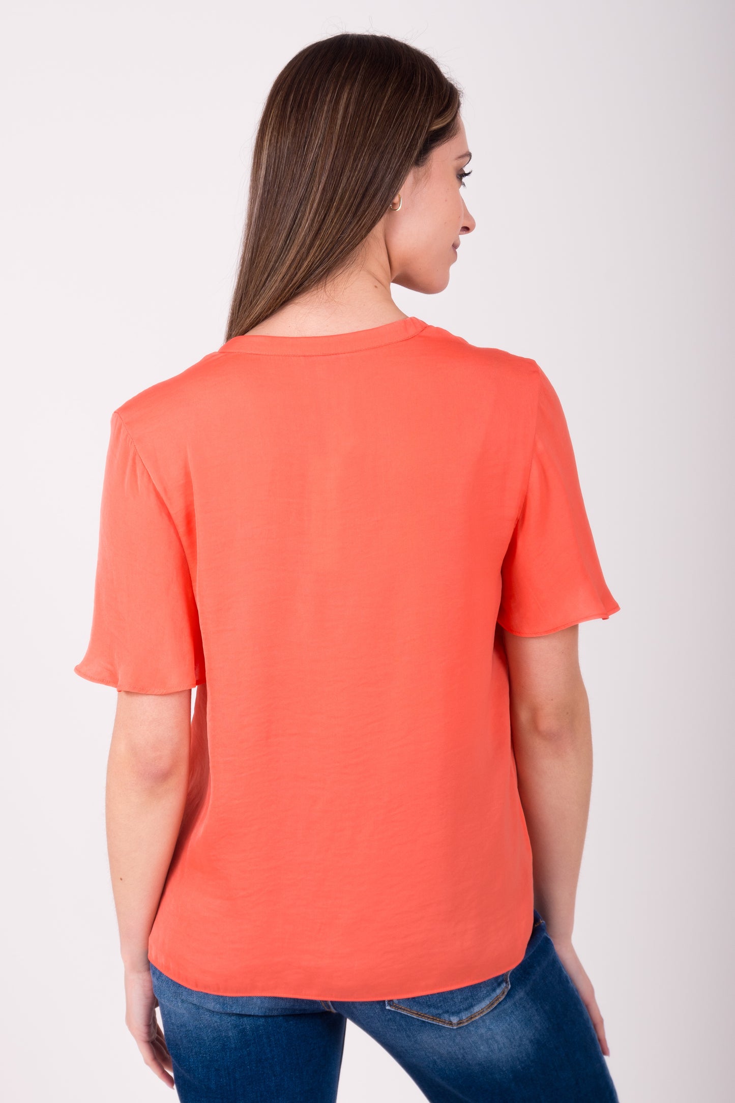 Blusa escote en V manga corta 117359