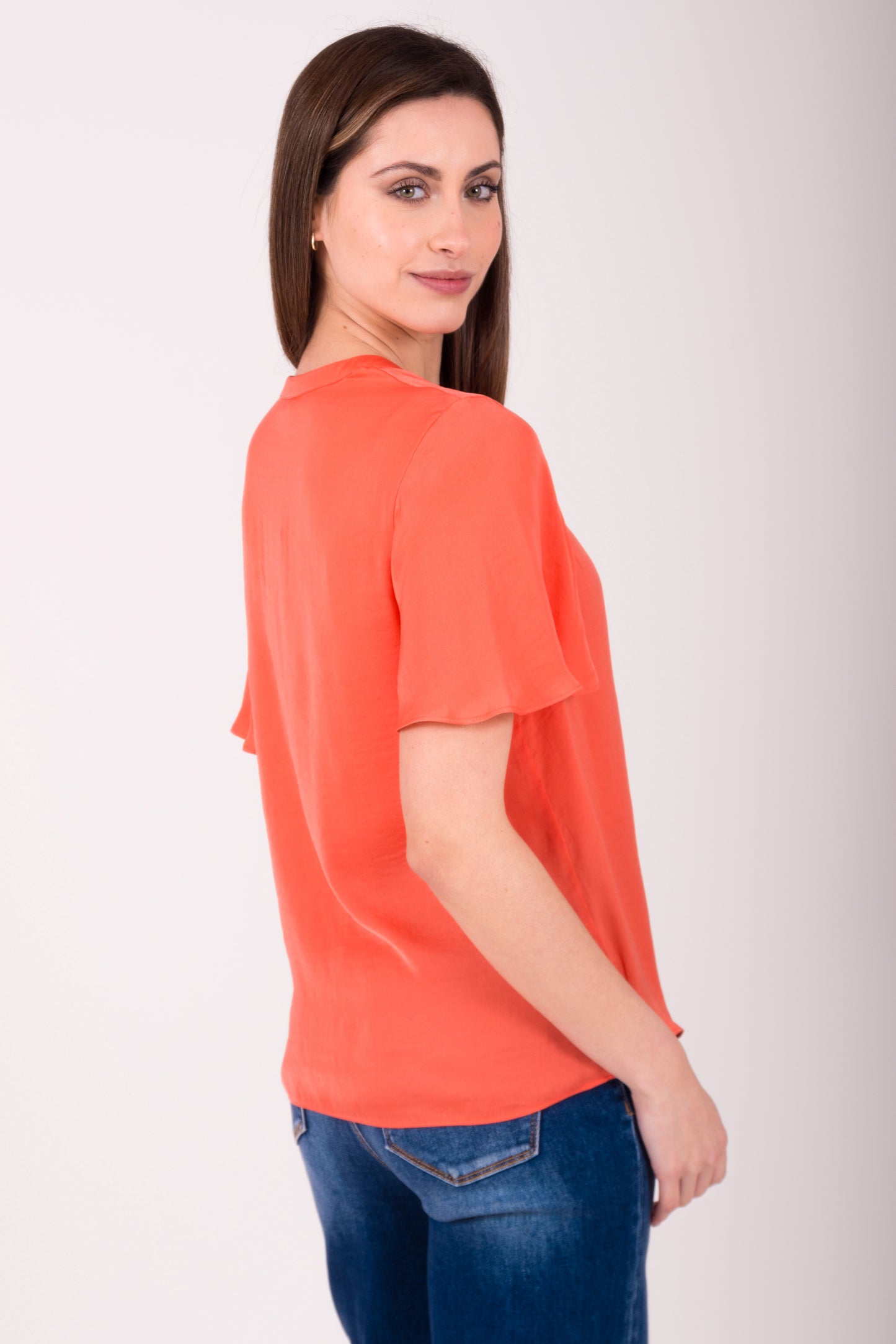 Blusa escote en V manga corta 117359