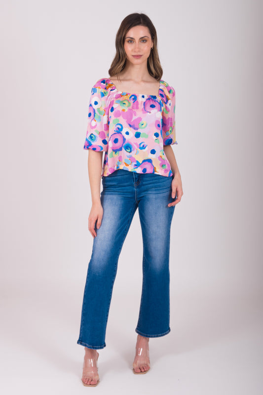 Blusa gasa de flores  T1285F