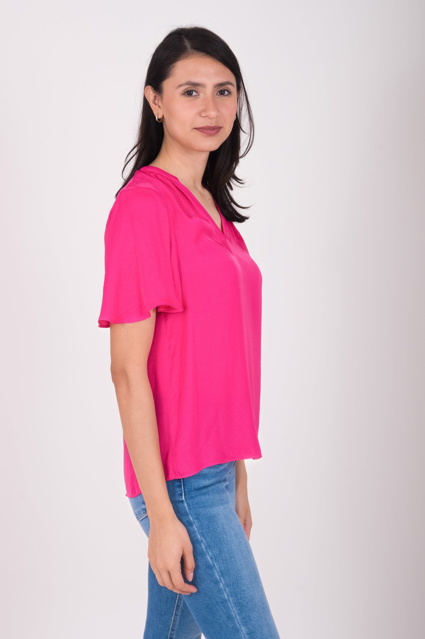 Blusa escote en V manga corta 117359