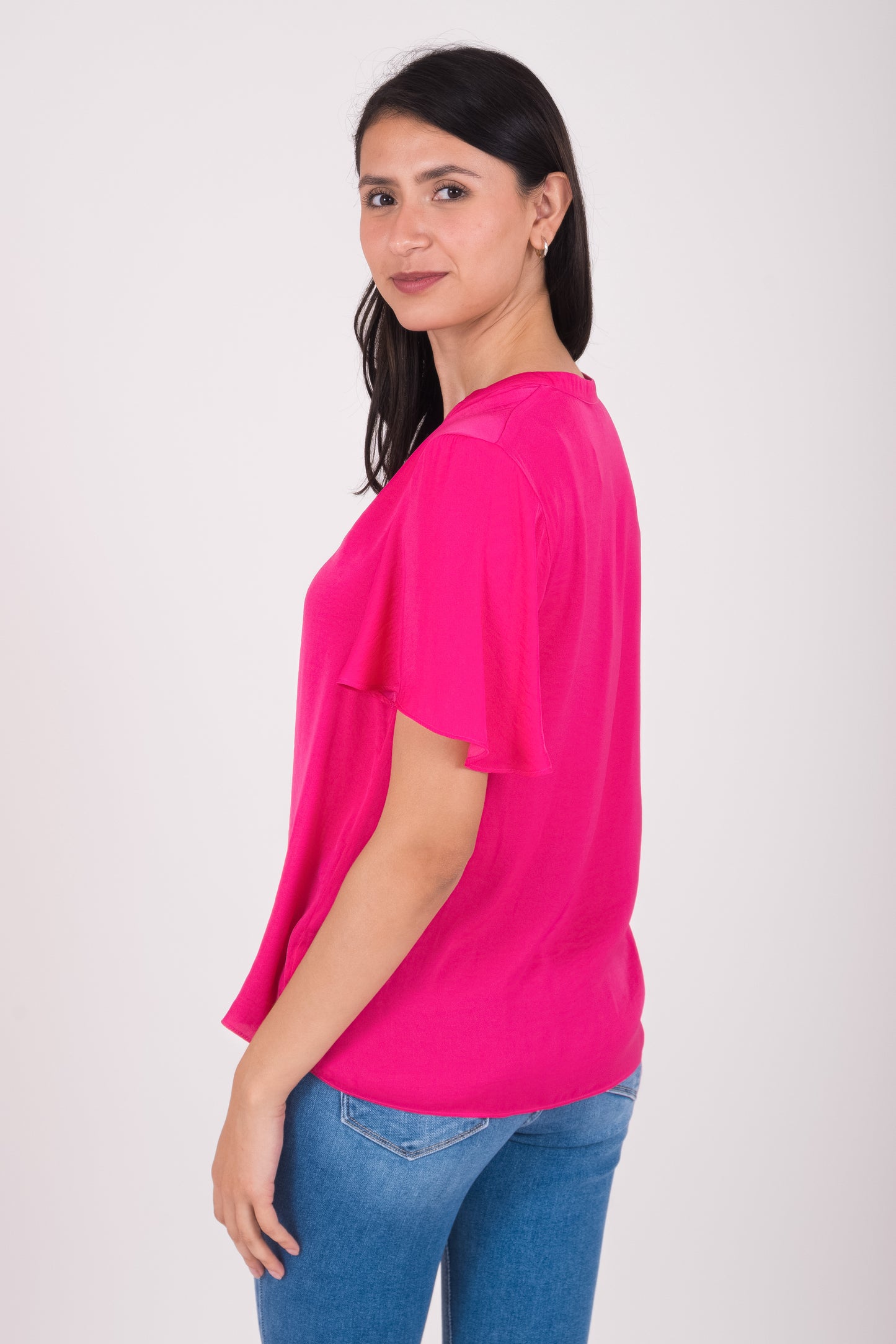 Blusa escote en V manga corta 117359