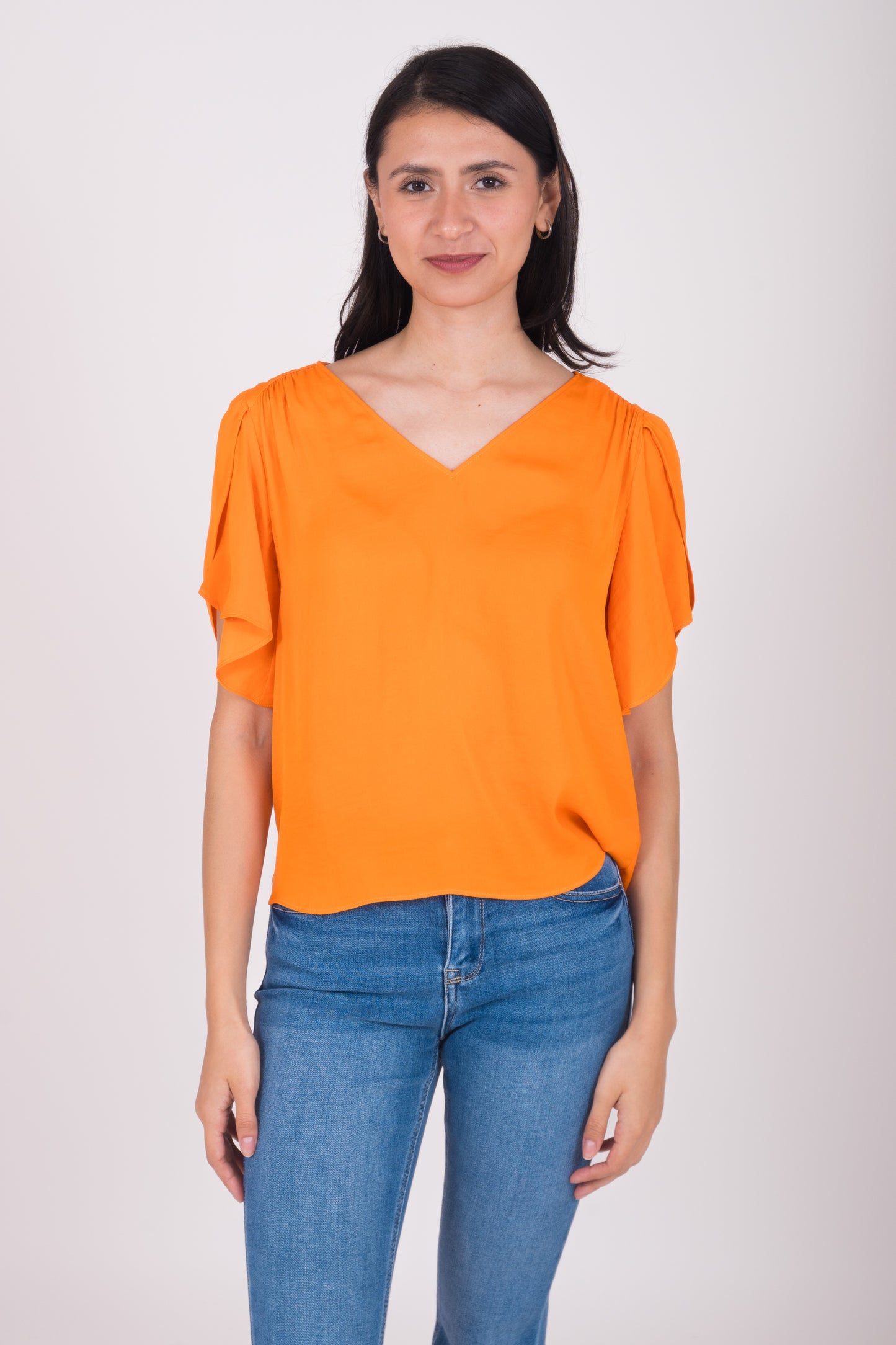 Blusa escote en V manga corta 117359