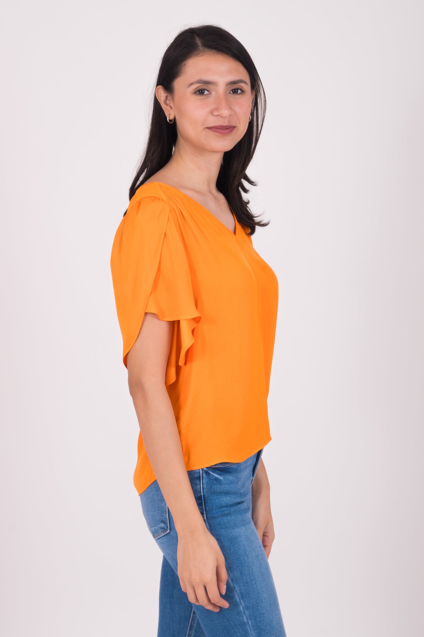 Blusa escote en V manga corta 117359