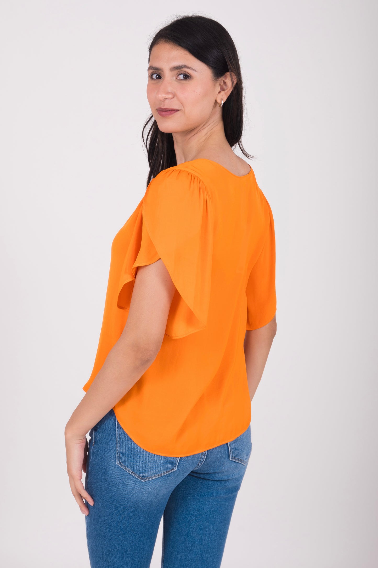 Blusa escote en V manga corta 117359