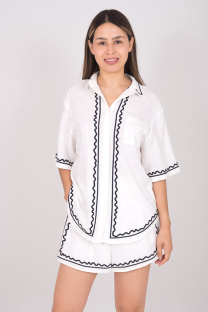 Blusa de botones lino AS2801