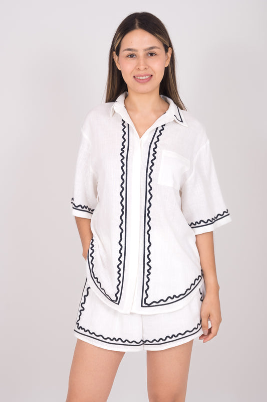 Blusa de botones lino AS2801