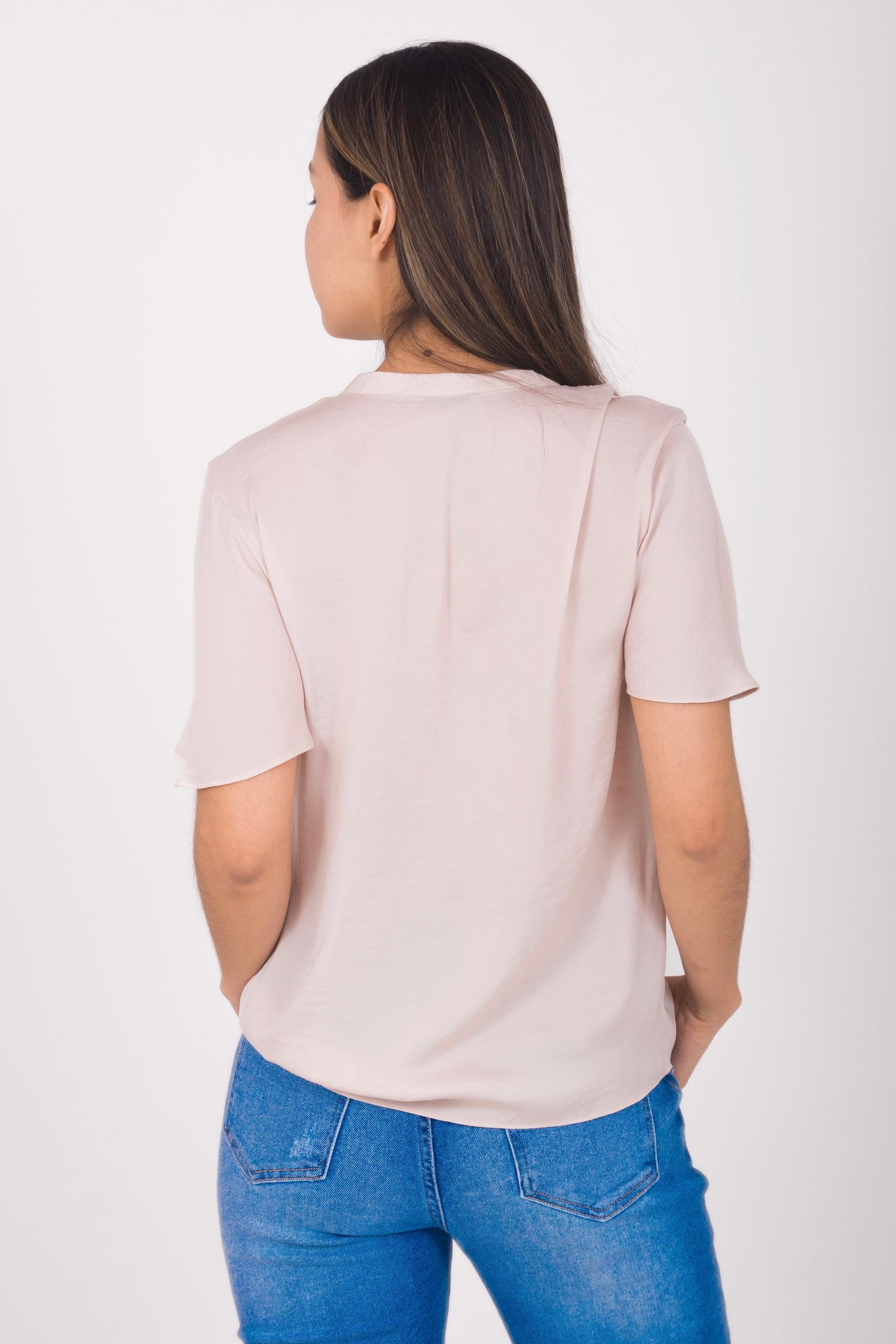 Blusa escote en V manga corta 117359